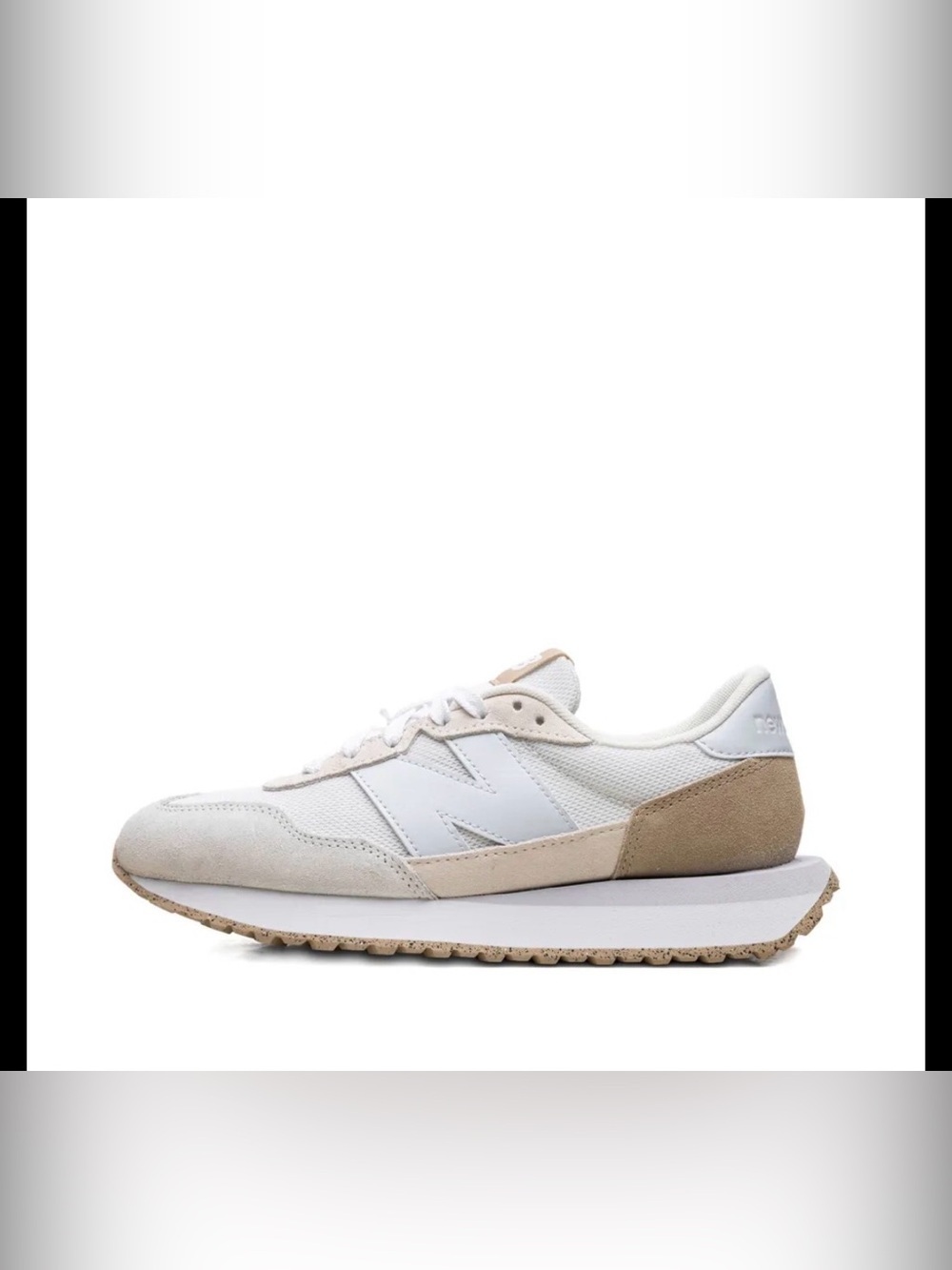 New Balance low-profile sneaker in white and beige